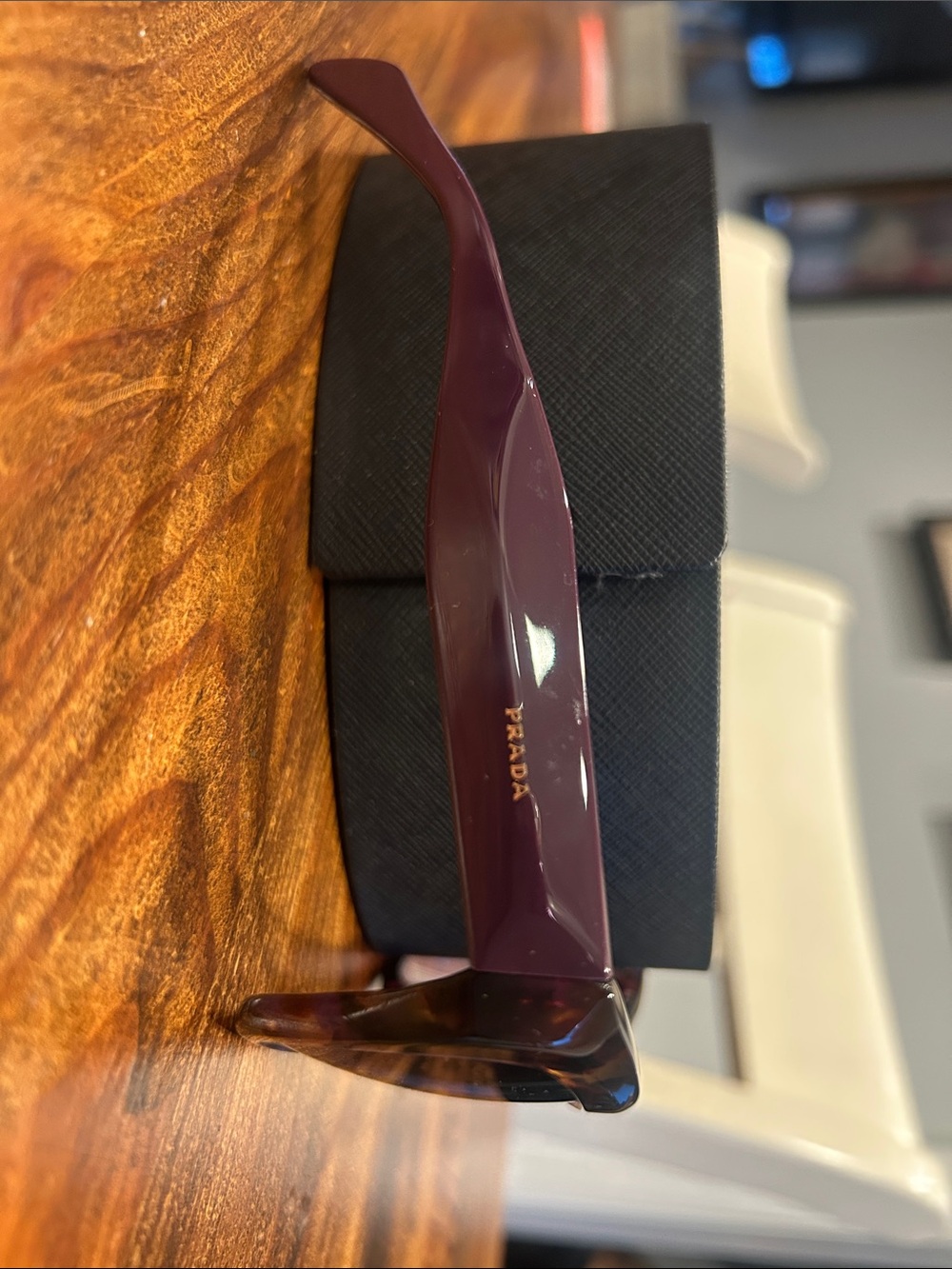 Prada Plum Acetate Sunglass Temple with Gold Logo
